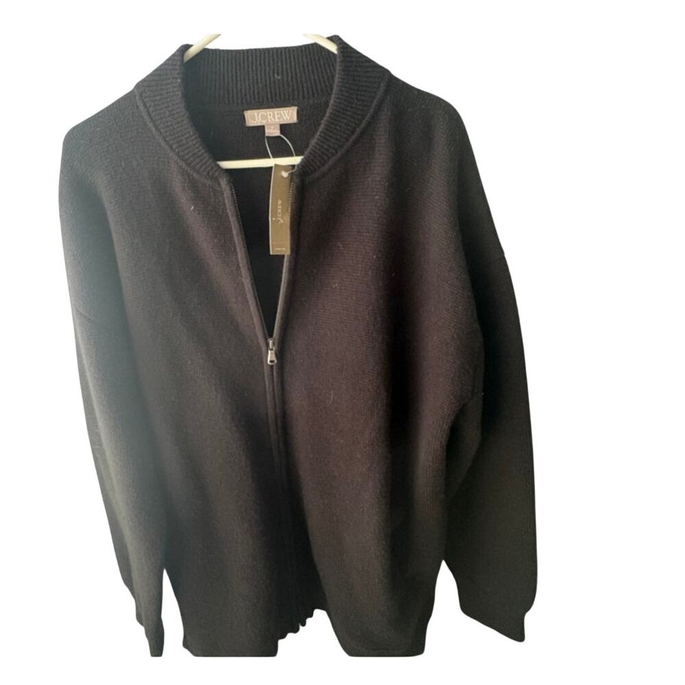 J Crew M Full-zip oversized Sweater-jacket ( CM693) black- NWT Lambswool blend